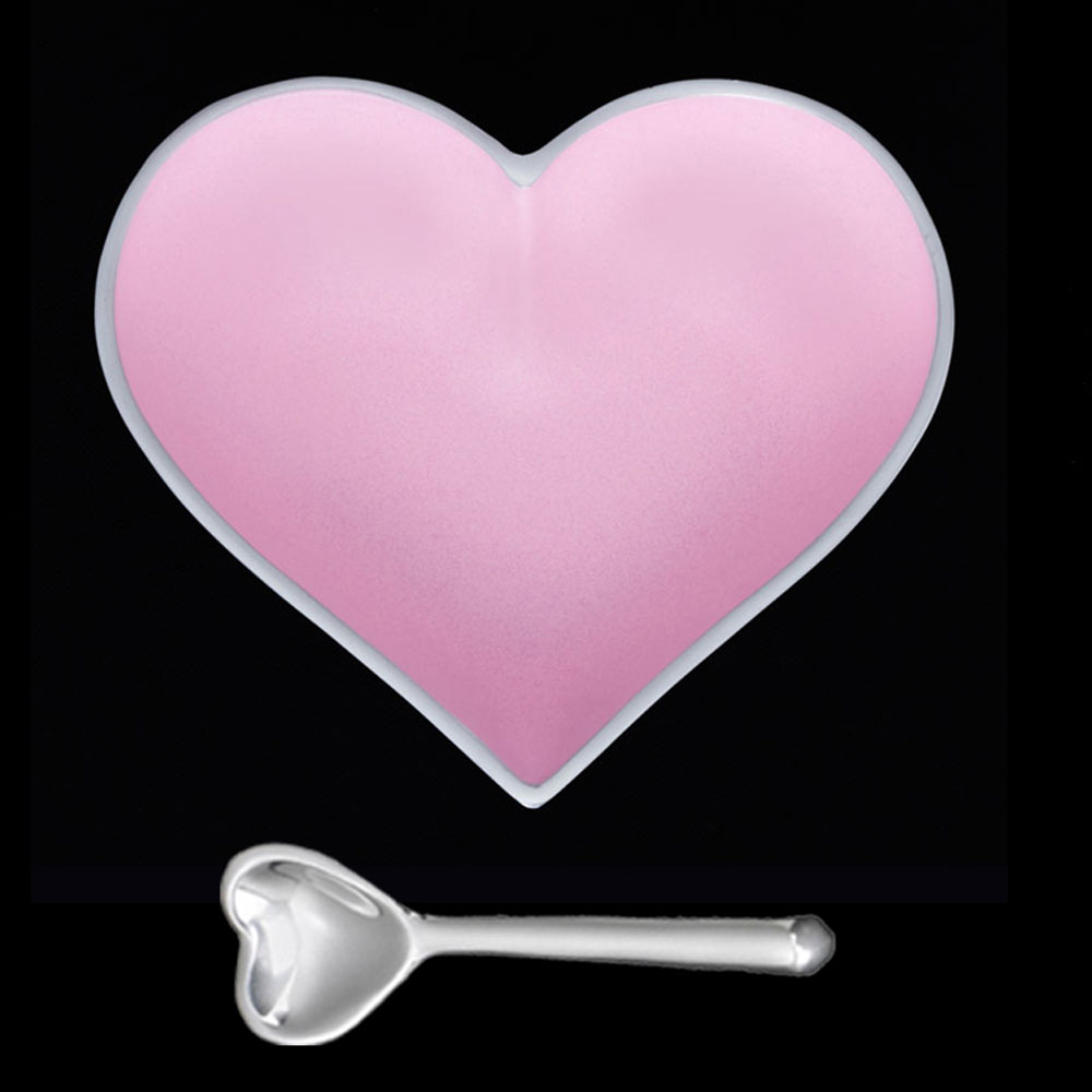 Happy Pink Sweet Tart Heart with Heart Spoon