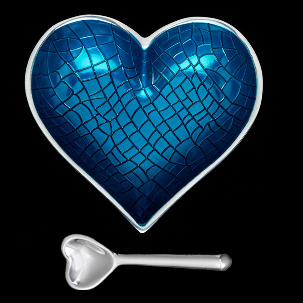 Happy Croco Turquoise Blue Heart with Heart Spoon
