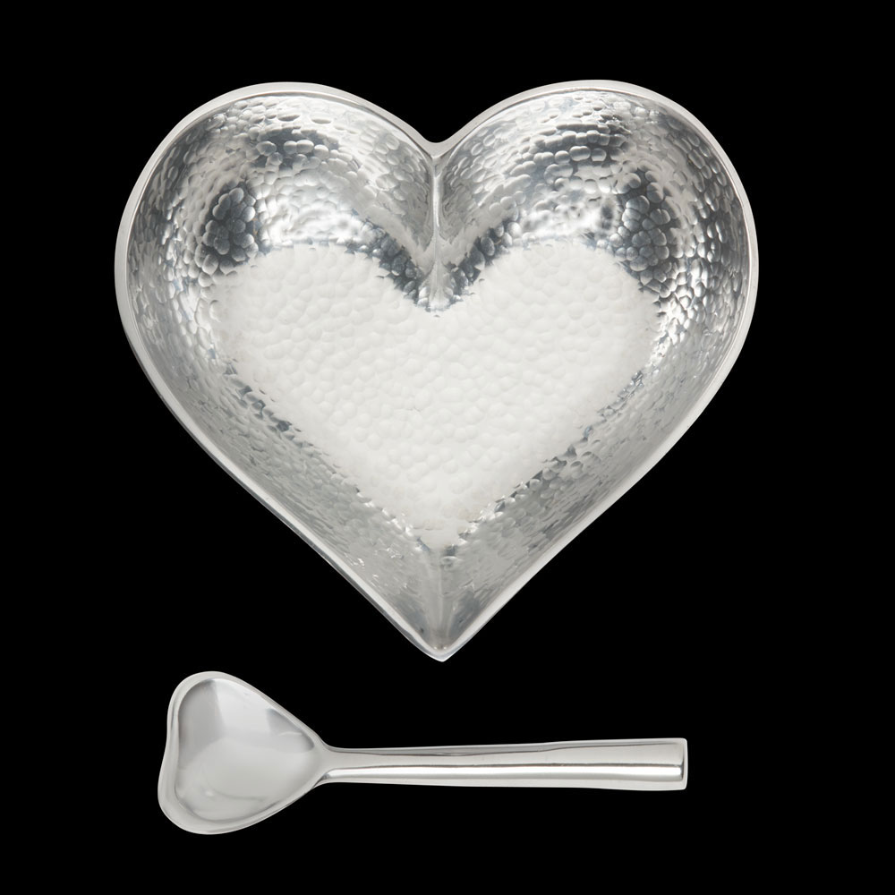 Happy Hammered Silver Heart with Heart Spoon