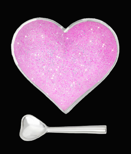 Happy Sparkly Pink Heart with Heart Spoon