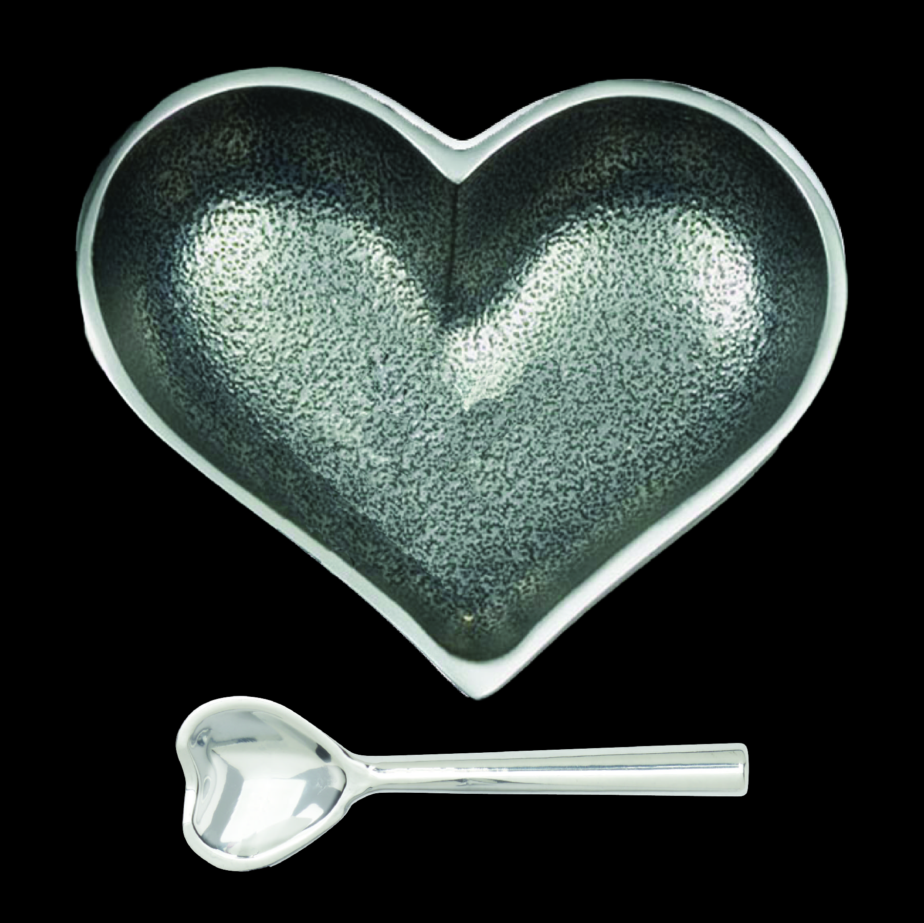 Happy Silver Heart with Heart Spoon