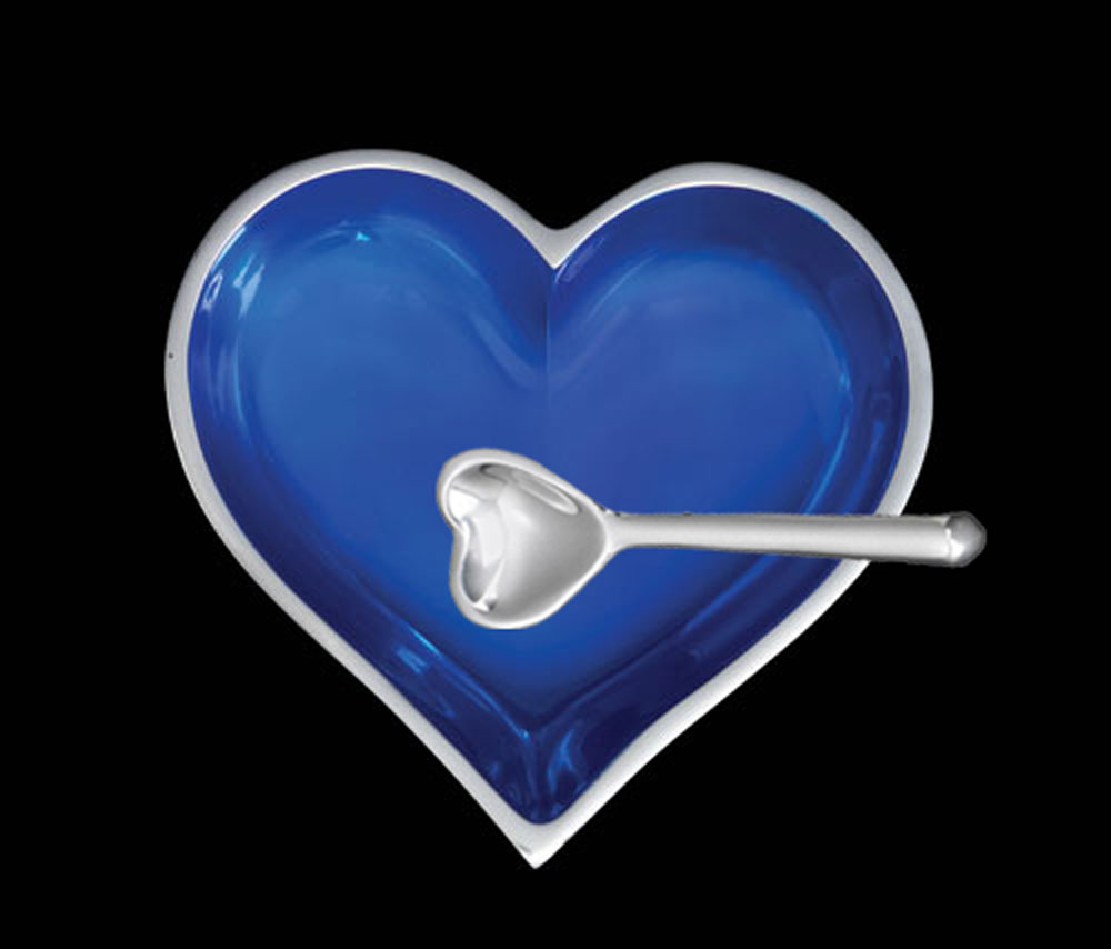 Happy September Sapphire Blue Birthstone Heart with Heart Spoon