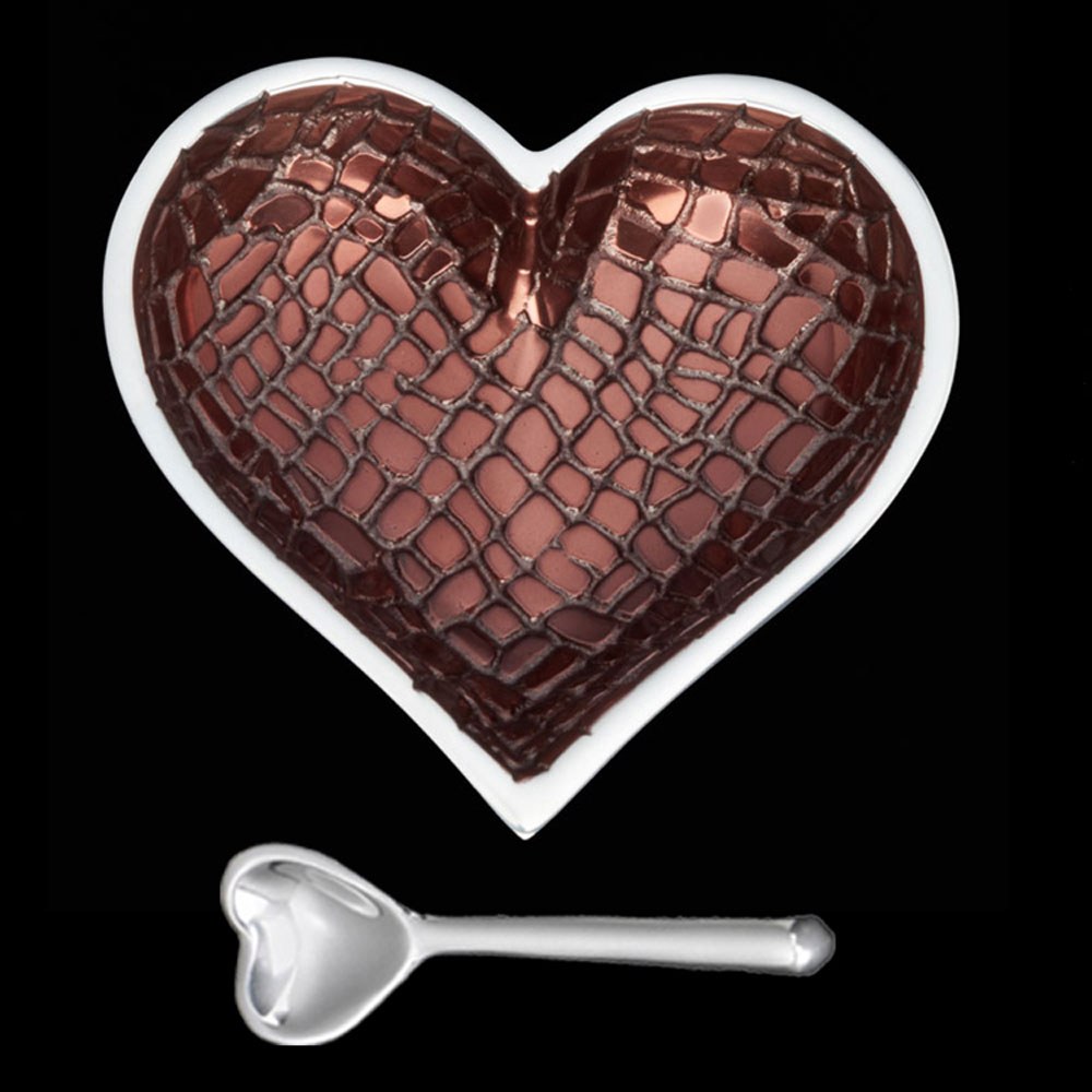 Happy Croco Metallic Bronze Heart With Heart Spoon