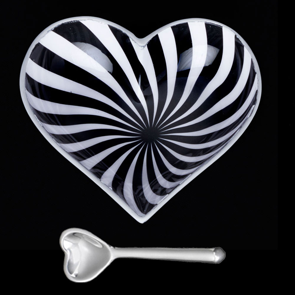 Happy Black and White Wowzer Heart with Heart Spoon