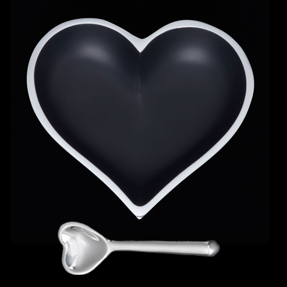 Happy Matte Black Heart with Heart Spoon