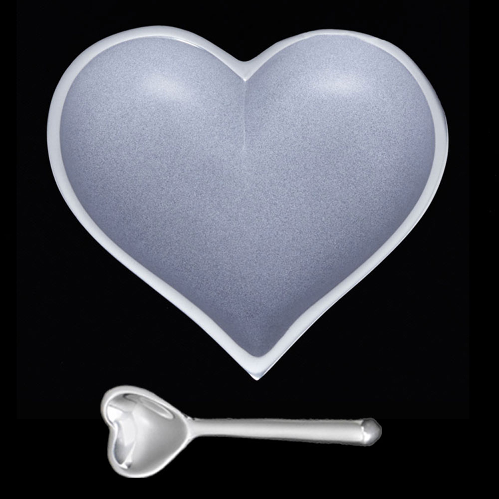 Happy Dove Gray Heart with Heart Spoon