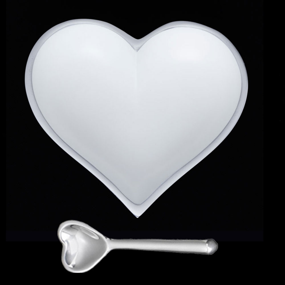 Happy Matte White Heart with Heart Spoon
