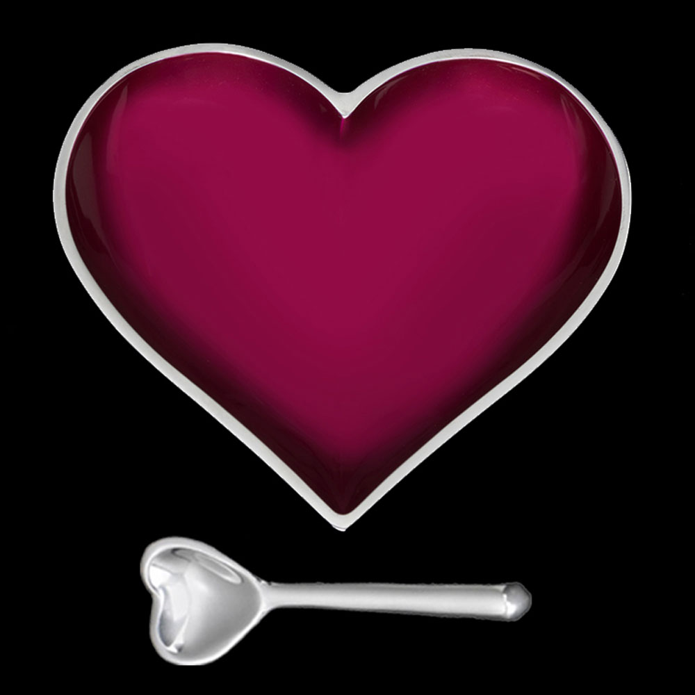 Happy Magenta Pink Heart with Heart Spoon