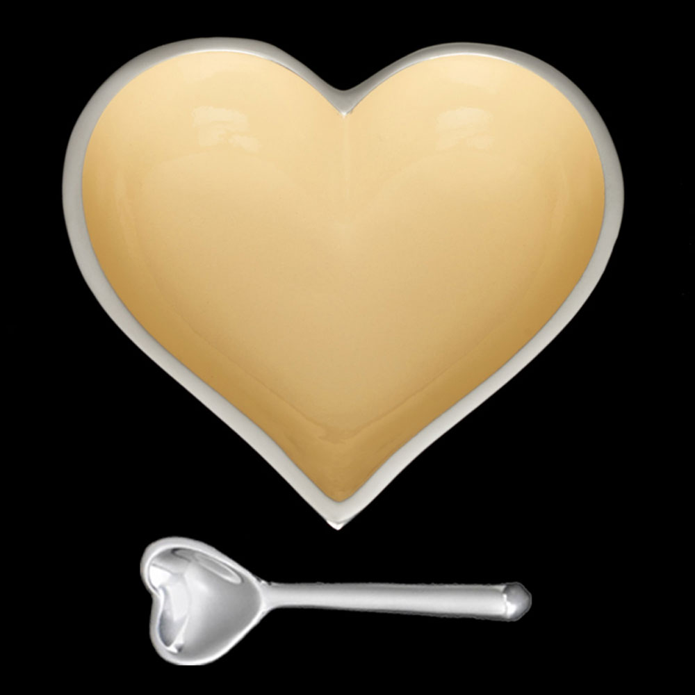 Happy Banana Cream Yellow Heart with Heart Spoon