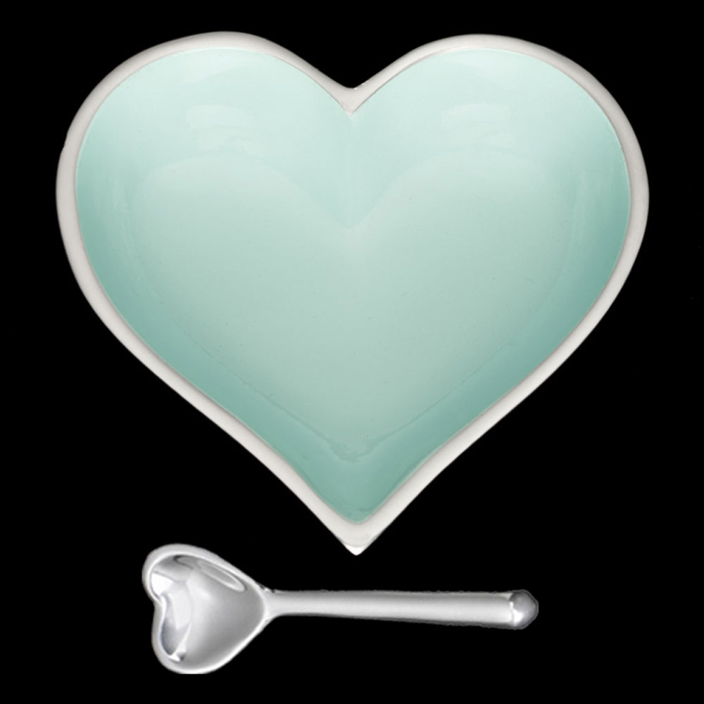 Happy Robin’s Egg Blue Heart with Heart Spoon
