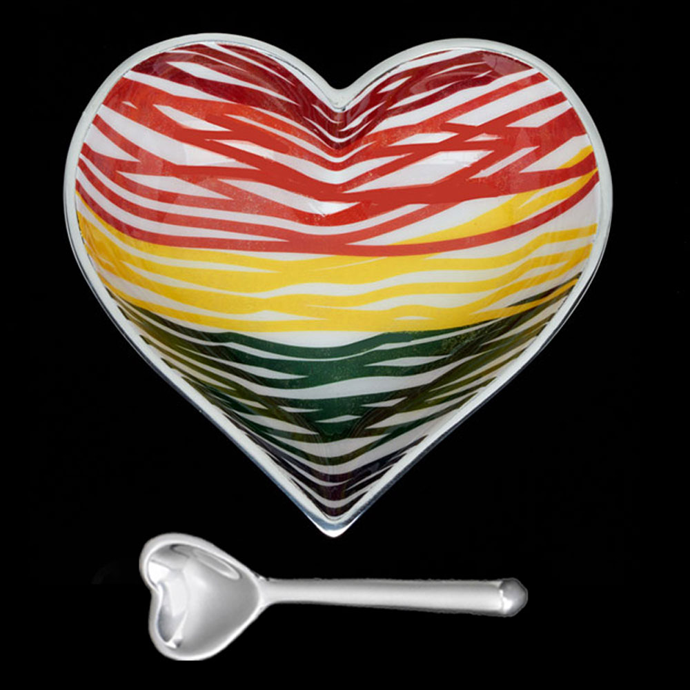 Happy Rainbow Ribbons Heart  with Heart Spoon