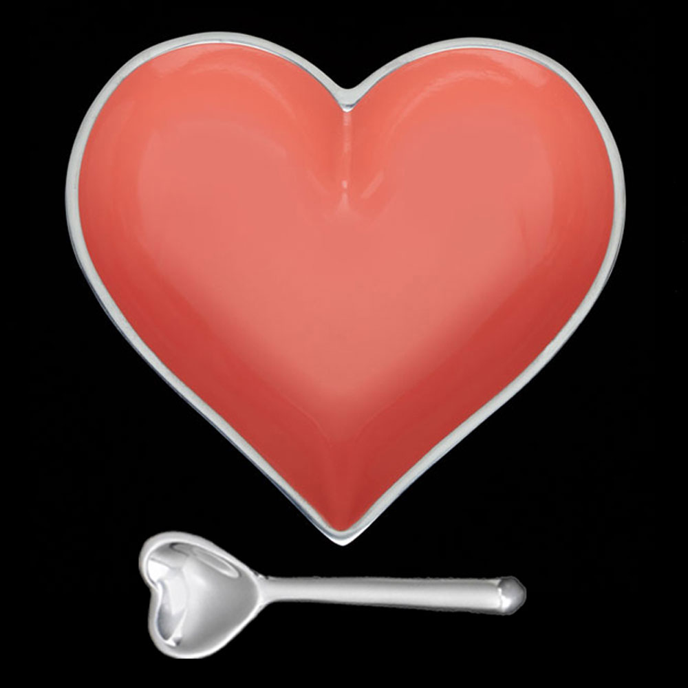 Happy Salmon Orange Heart with Heart Spoon
