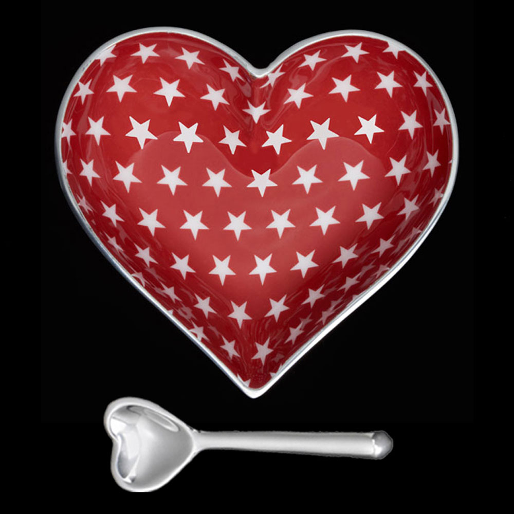 Happy Red Heart with White Stars with Heart Spoon