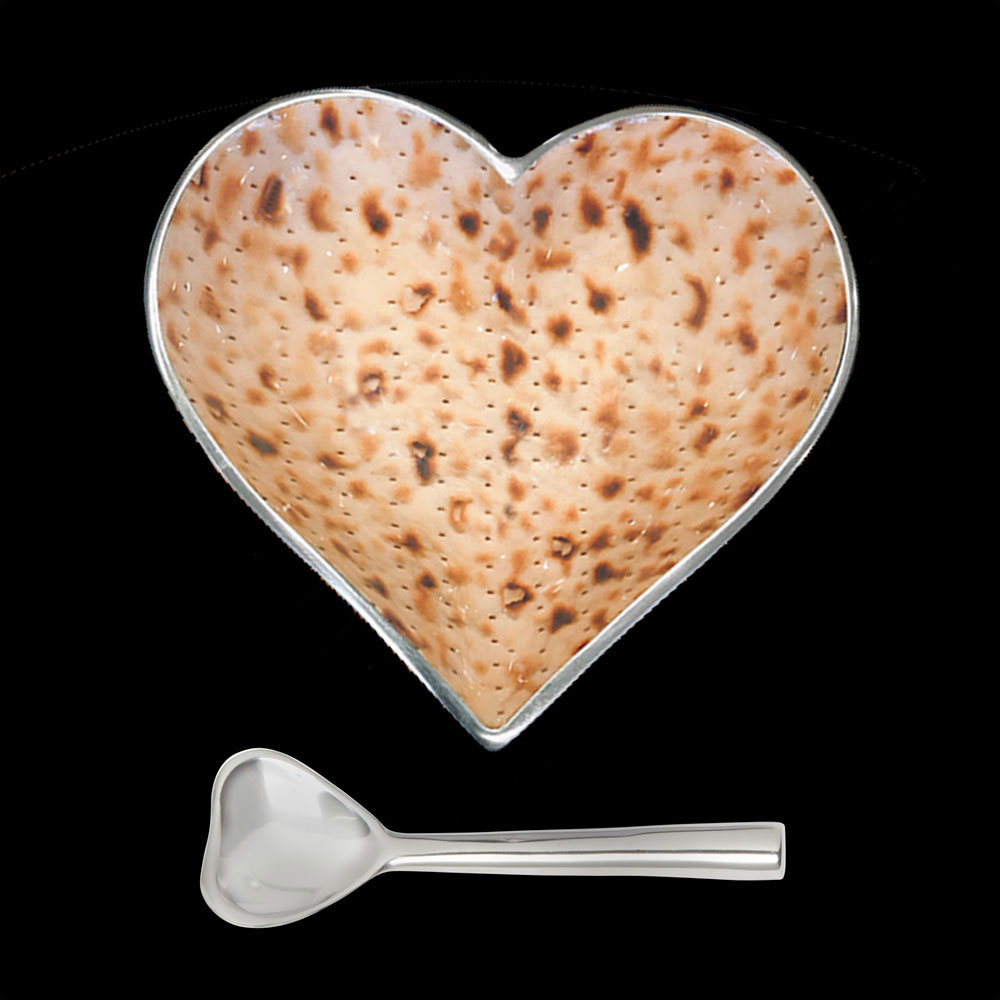 Happy Passover Matza Heart with Heart Spoon