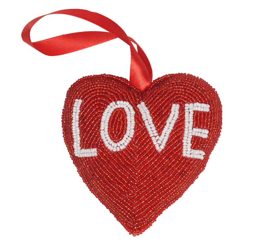 Red Heart Love Ornament - Set of 2