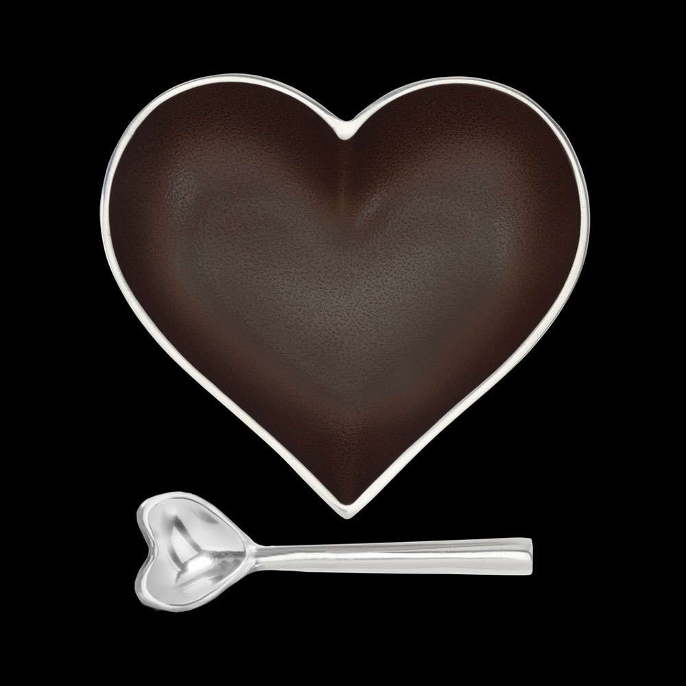 Happy Coffee Bean Brown Heart with Heart Spoon