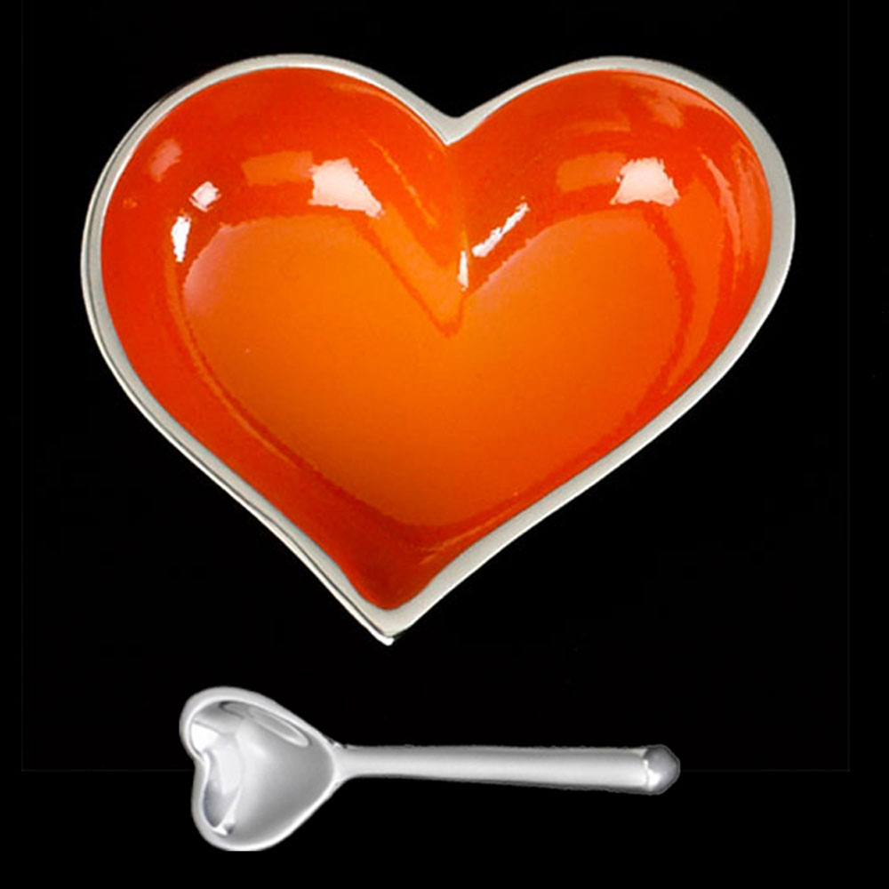 Happy Orange Heart with Heart Spoon