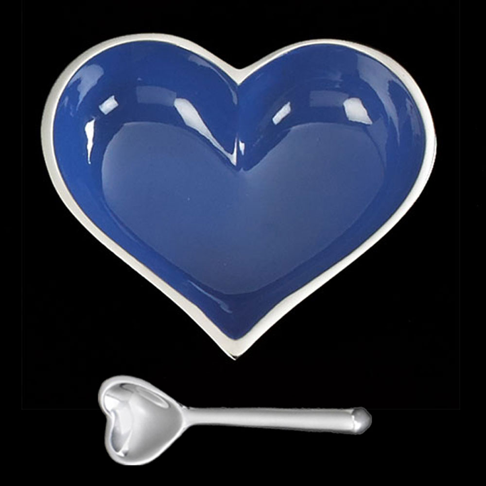 Happy Royal Blue Heart with Heart Spoon