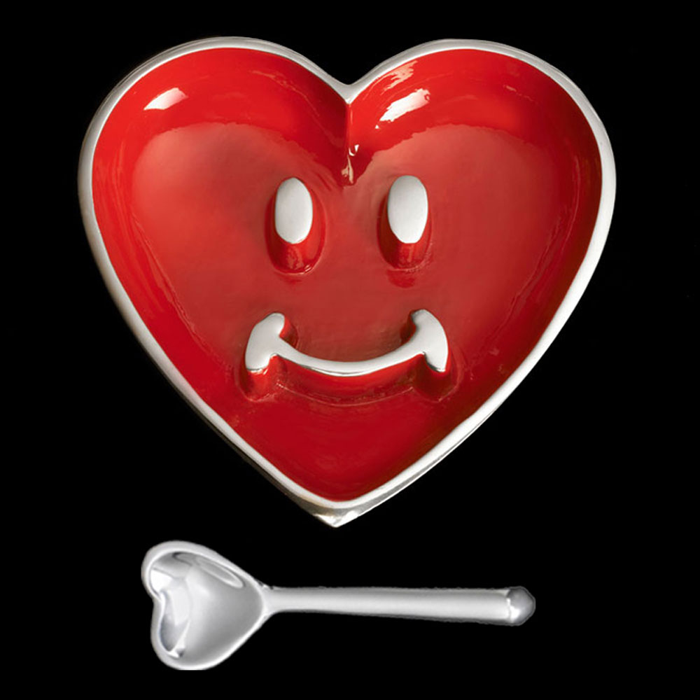 Pauli Smile Heart with Heart Spoon - Red