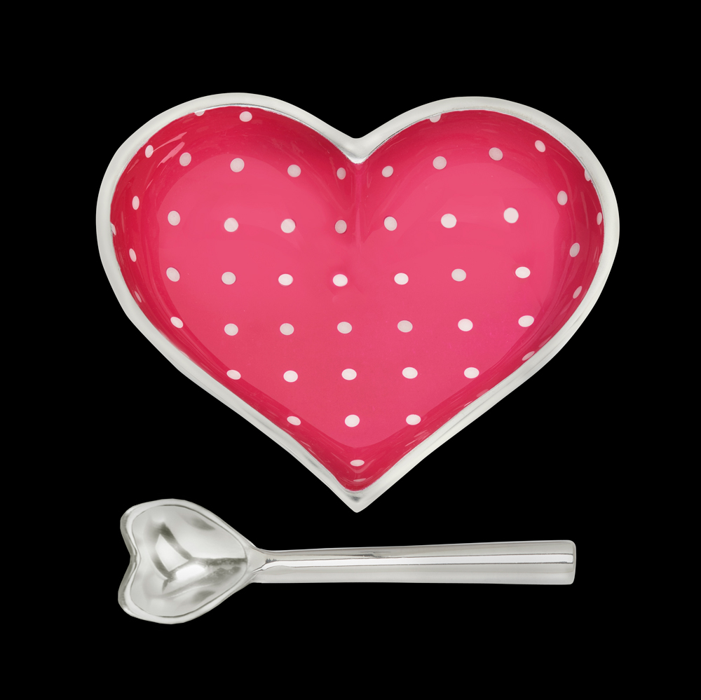 Happy Pink Heart with White Dots with Heart Spoon