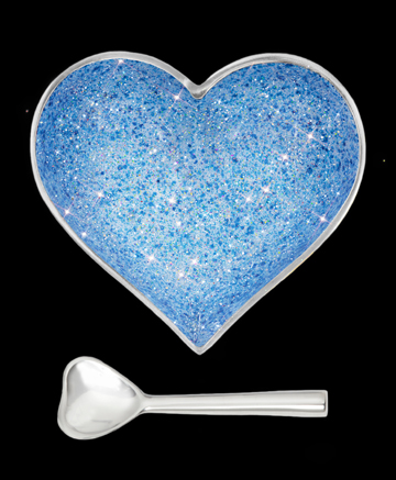 Happy Sparkly Blue Heart with Heart Spoon