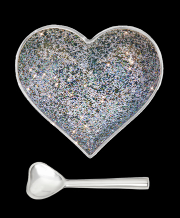 Happy Sparkly Black White Heart with Heart Spoon