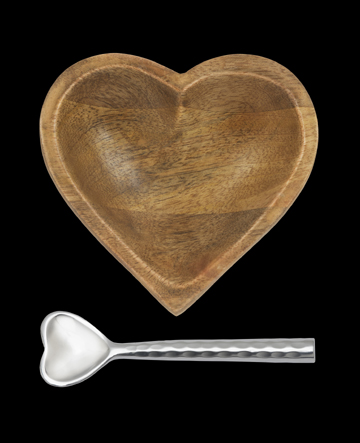 The Wooden Heart Bowl with Hammered Heart Spoon