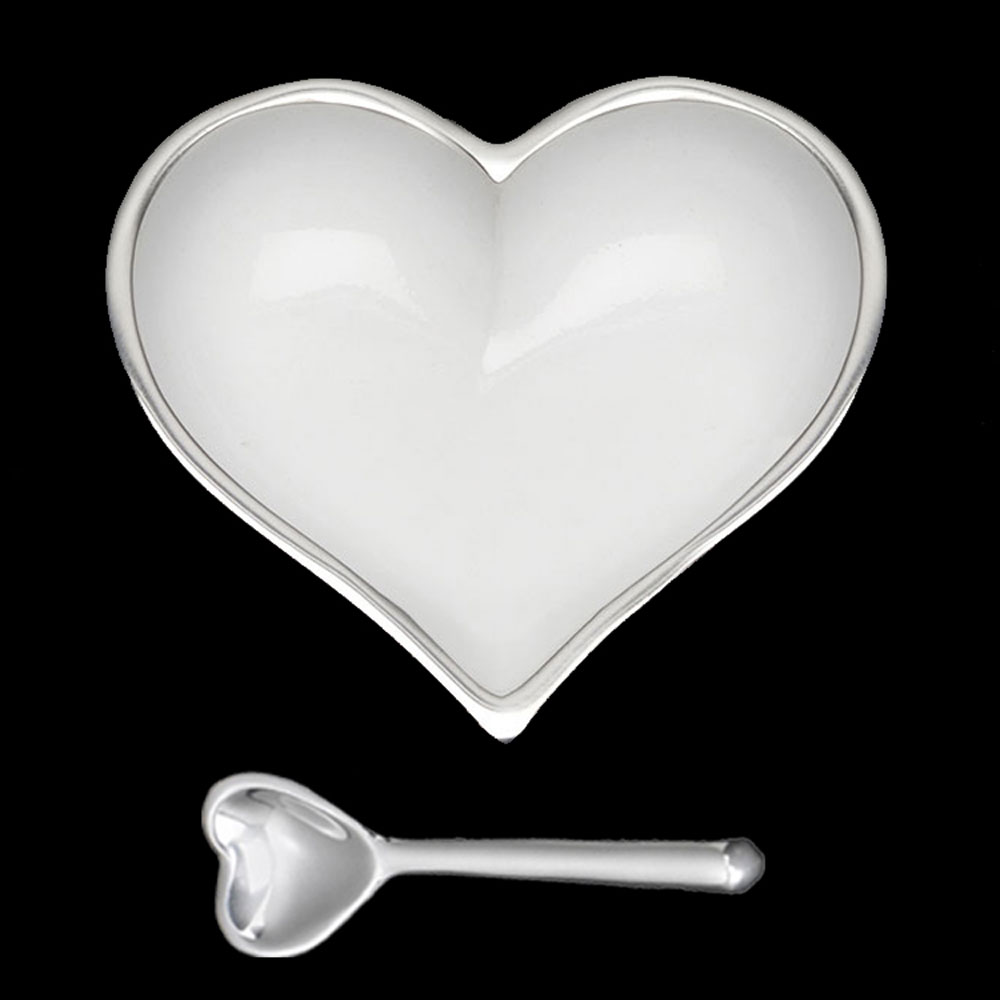 Happy Shiny White Heart with Heart Spoon