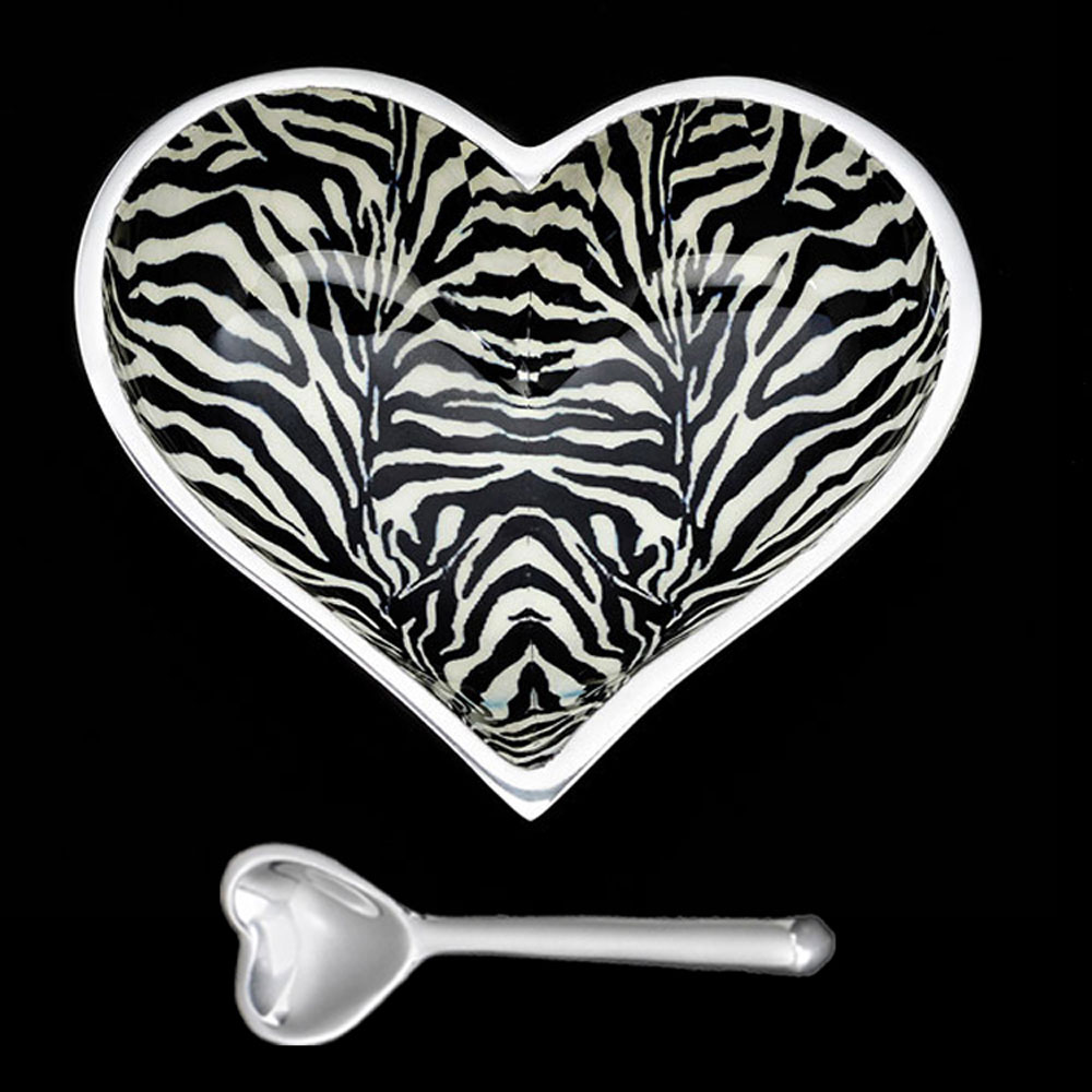Happy Zebra Heart with Heart Spoon