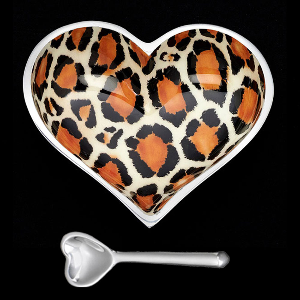 Happy Leopard Heart with Heart Spoon
