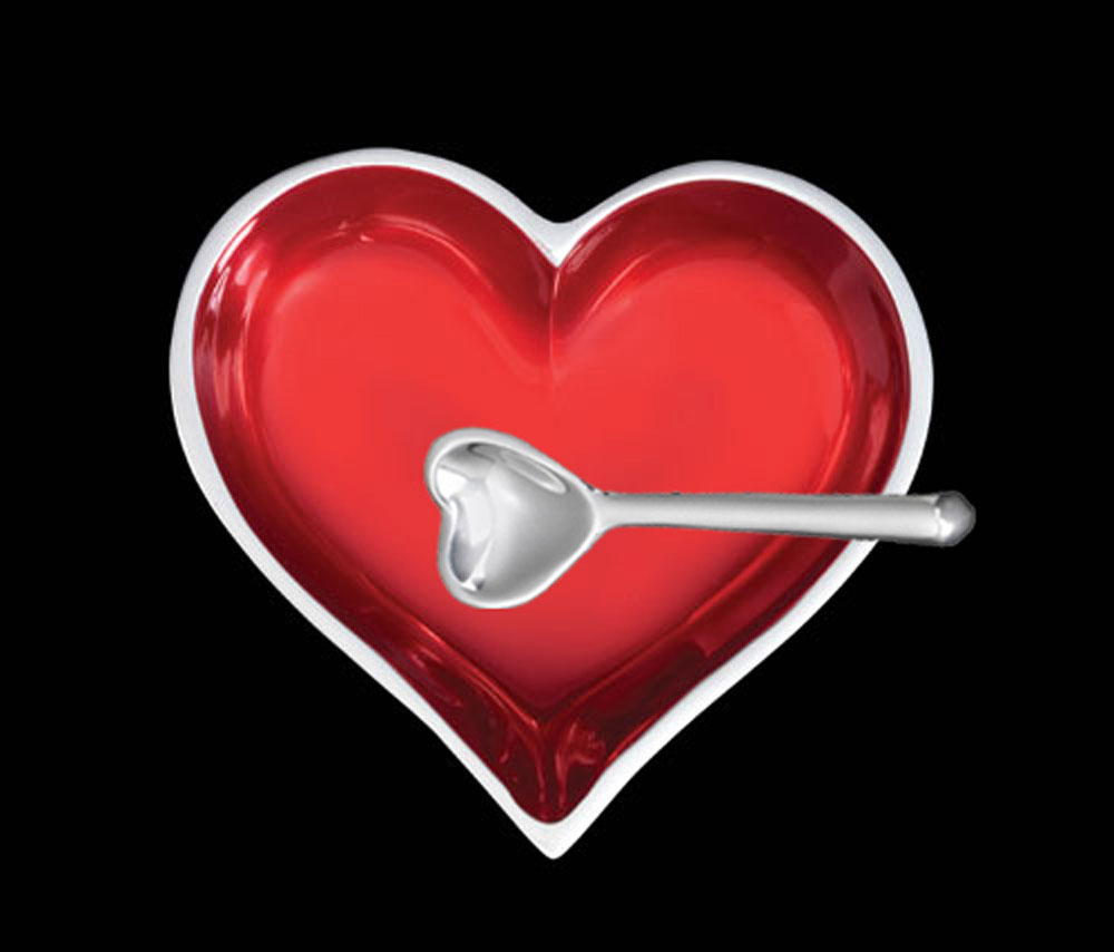 Happy January Garnet Red Heart with Heart Spoon