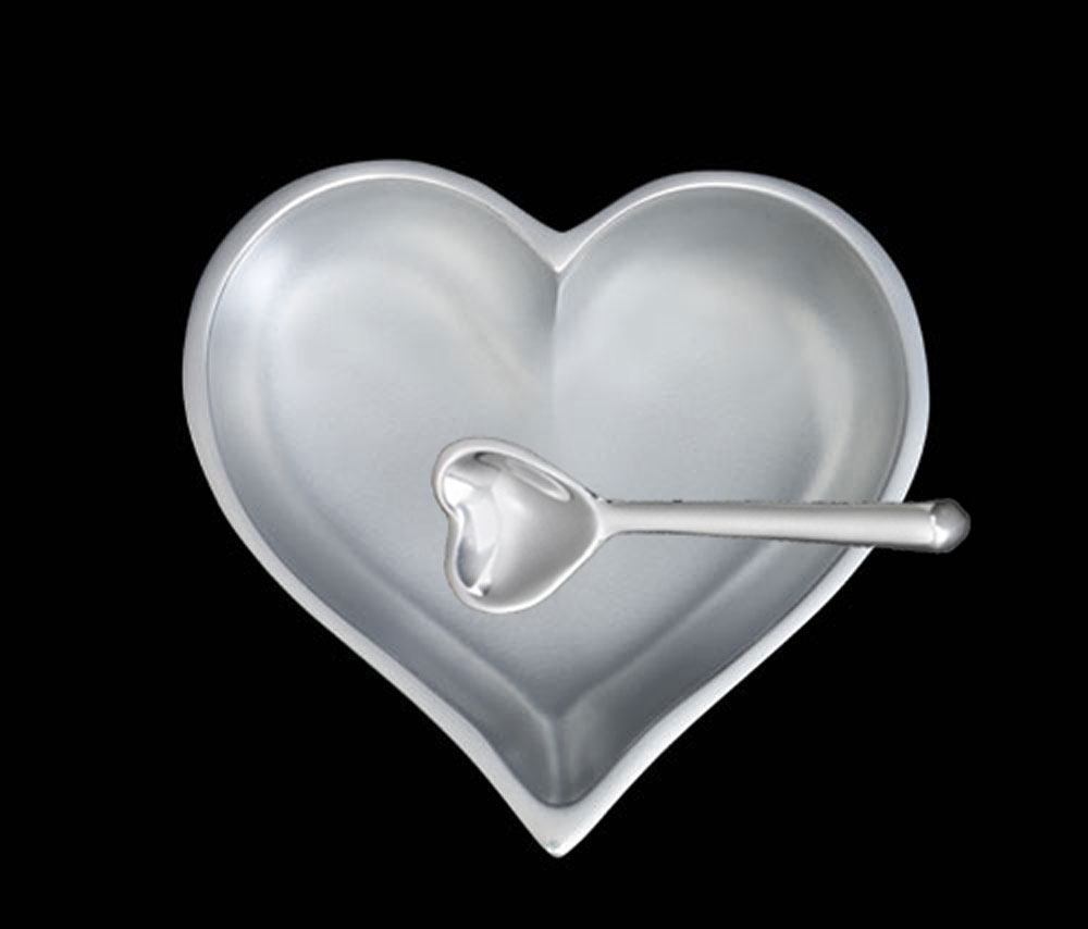Happy April Diamond Silver Birthstone Heart with Heart Spoon