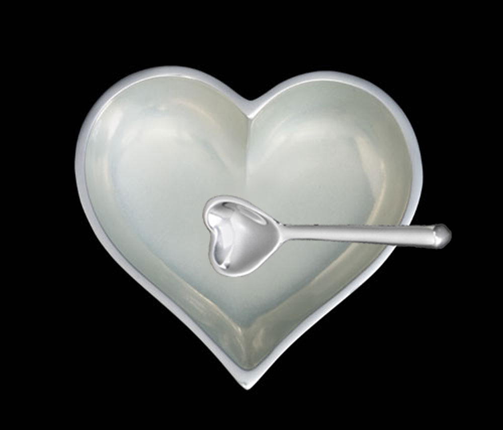 Happy June Pearl White Heart with Heart Spoon