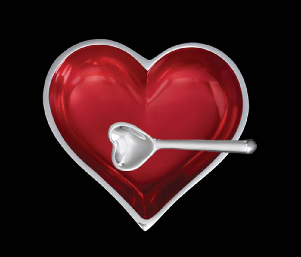 Happy July Ruby Red Heart with Heart Spoon